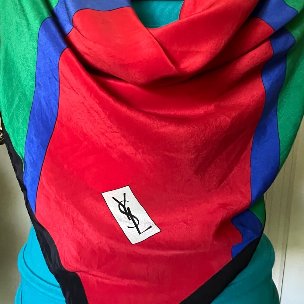 YSL Multicolor Scarf. 100% Silk. Made in France.,